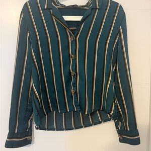 Dynamite Teal Striped Button-Down Shirt
